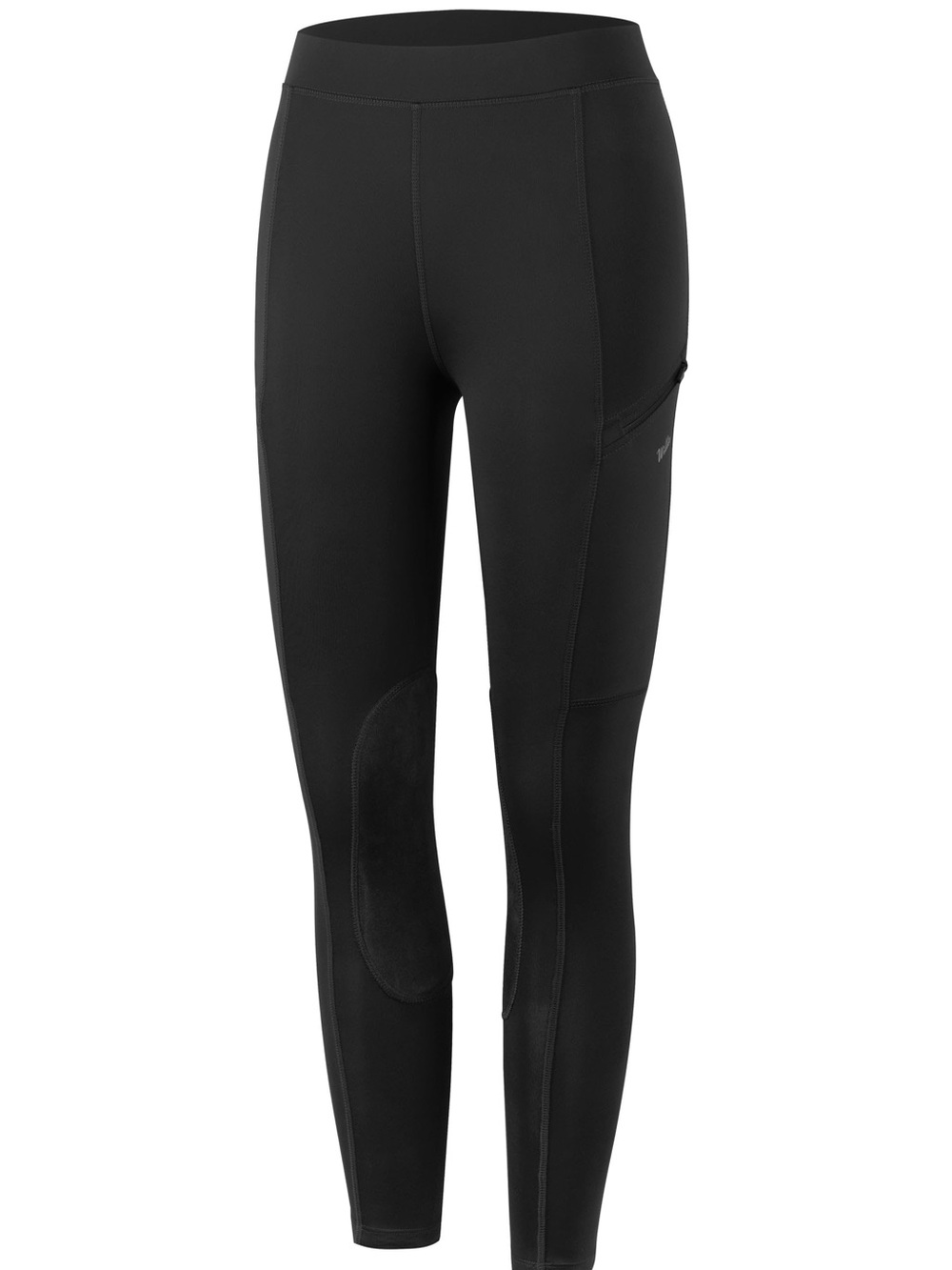 Willit Horse Riding Pants Tights GIRLS US Size S Black Knee Patches Zip Pockets